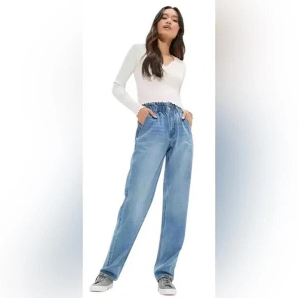 American Eagle Women's 2 -‎ Baggy Mom Jean Stretch Highest Rise Medium Denim